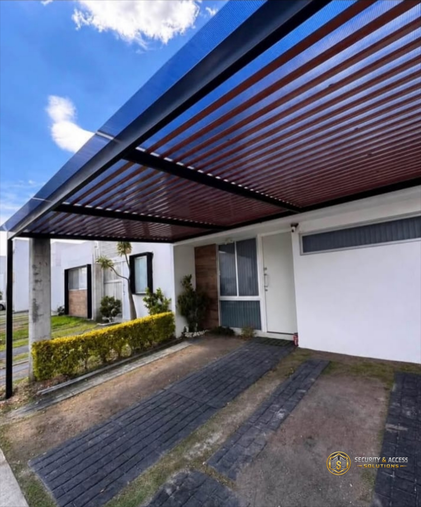 Outdoor steel patio structure